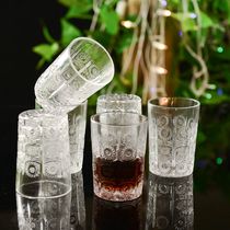 Foreign trade export carved transparent glass water cup beer cup breakfast cup whiskey cup sun totem special price