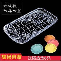 European high-grade household crystal glass fruit plate transparent rectangular tea tray flat plate Kettle tea cup Cup tray