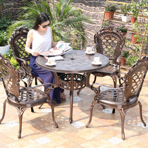 Outdoor table and chair Villa courtyard garden open-air balcony American wrought iron outdoor cast aluminum table and chair five-piece combination