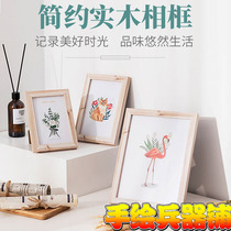 Brief solid wood frame photo frame 16K 8K square 5 inch swing table walnuts wood color black white original wood color