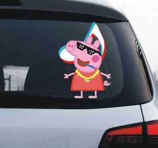 抖音汽车贴纸内涵段子抖音车贴小猪佩奇身上纹