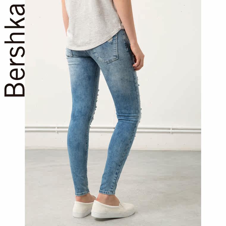 Bershka Bershka 破洞紧身牛仔裤 05011220