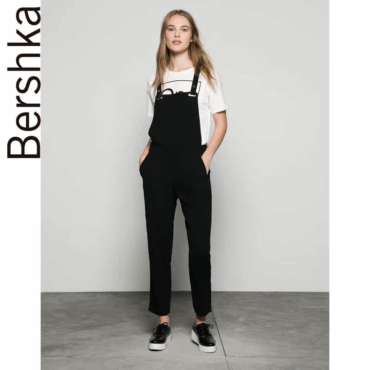 Bershka 卡扣装饰背带裤 08609962