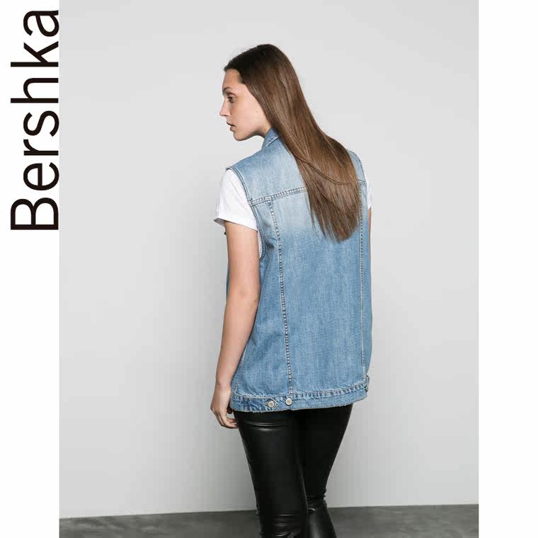 Bershka Bershka 铆钉装饰加大版牛仔背心 08684847