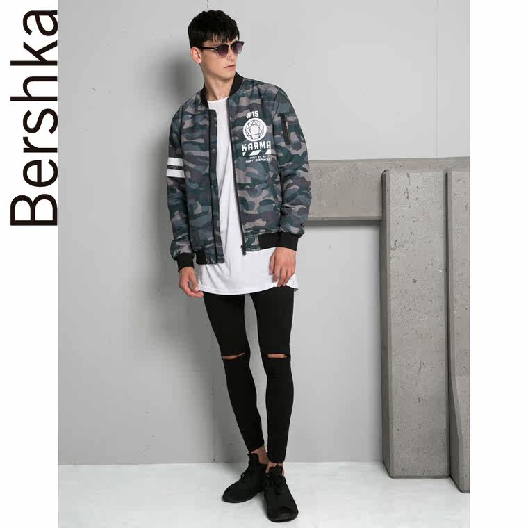 Bershka 人造革印花朋克夹克 06244816