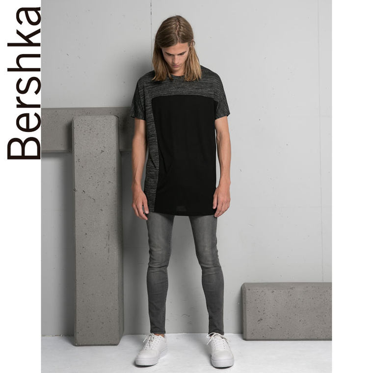 Bershka 拼接纹理 T 恤衫 08037506