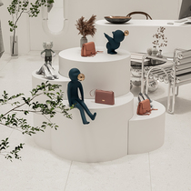 Round columns Surround Made Art Middle Island Booth Clothing Shop Soft Dress Shop Window Decoration Ground High And Low Display Terrace