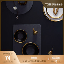 Tao home kitchen rock creative round American plate household slate tableware Western plate snack dish snack sushi plate