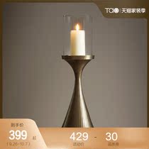 Tao home Fia glass cover candle holder India imported handmade simple tall desktop decoration candle holder