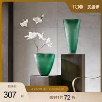 Tao home Emerald vase by hand engraving glass vase home dry flower decoration swinging parlor flower arrangement