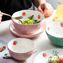 Japanese tableware Bowl Bowl cute girl heart creative personality ceramic bowl single rice bowl dish set to eat