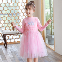 Girl Lian Dress Spring Dress 2022 New Spring Autumn Season Foreign Air Children Princess Dress Girl Long Sleeve Pure Cotton Cotton Skirt