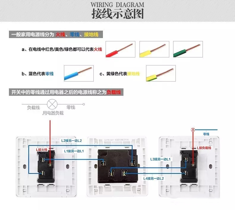 公牛四开关的接法图解图片