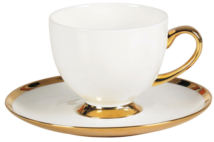 yami亚米金边银边咖啡杯单品拿铁咖啡杯220cc花茶杯