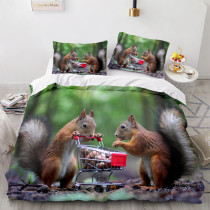 Digital Printed Bed Four Pieces Personality Cartoon Quilt Cover Animal Cute Girl Bed Single Student Three Sets Summer