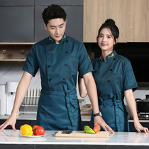  Hotel chef clothes short-sleeved breathable large catering hotel restaurant rear kitchen chef overalls short-sleeved summer style