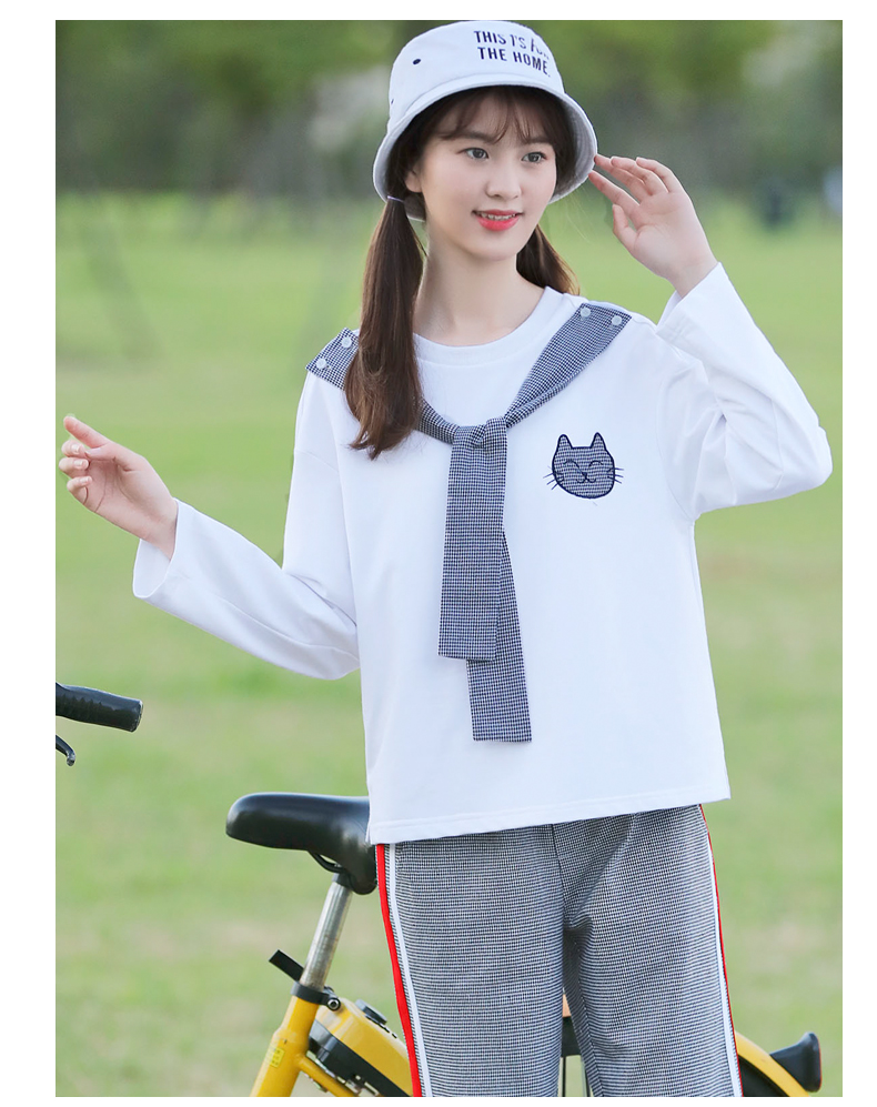 少女韩版休闲宽松t恤女学院风2018春秋季新款潮初中学生秋装上衣