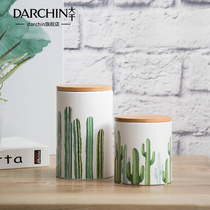 Cactus series storage tank ceramic storage tank fresh literature and art modern home model room ornaments