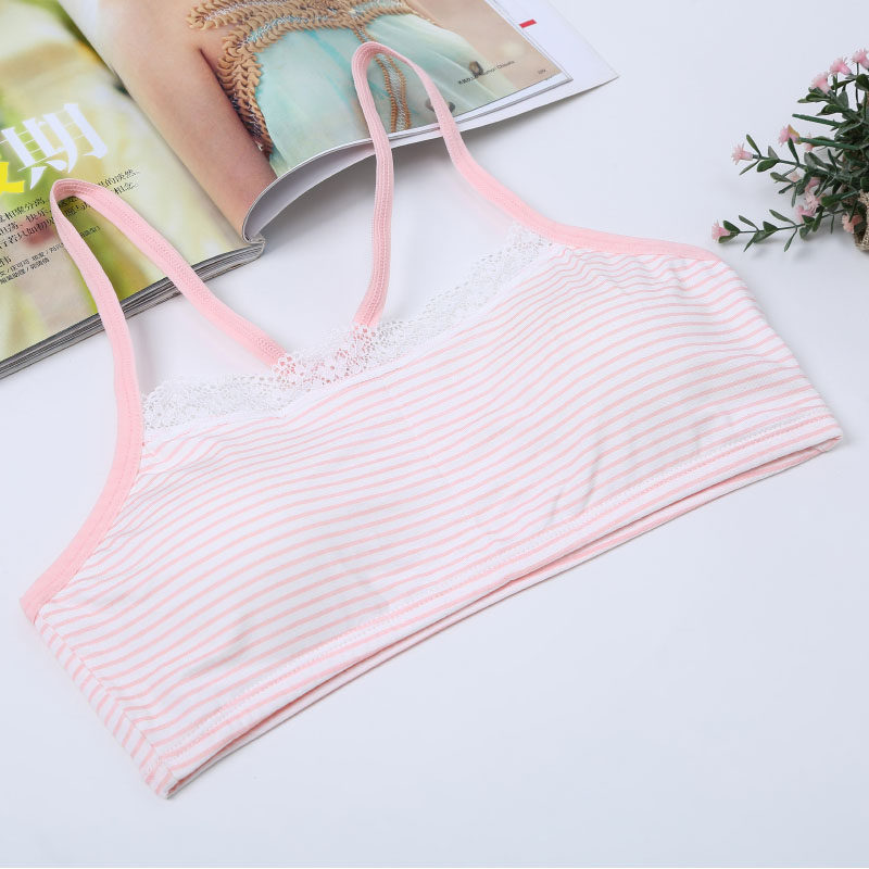 蕾丝花边抹胸条纹少女内衣发育期学生无钢圈文胸带胸垫女童内衣