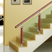 Stair Handrail Glass 304 Stainless Steel Pillar Villa Solid Wood Balcony Guardrail Loft Rail PVC Custom Chinese