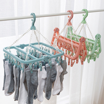 round clothes hanger hanging clip underwear socks drying clip plastic multiple clips household clothes hanger storage artifact