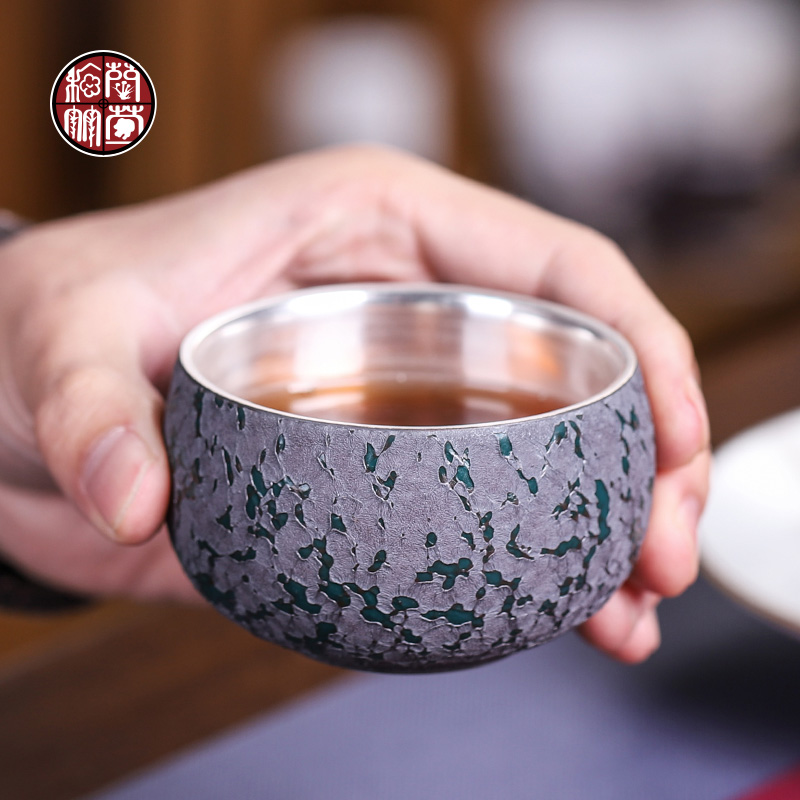 Tea master cup single CPU crystalline glaze ceramic coppering. As silver cup 999 sterling silver sample Tea cup Chinese ocean 's large cup