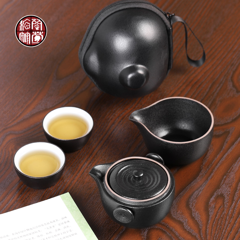 Ceramic portable kung fu tea sets travel small single simple double trill with on - board is suing the with you