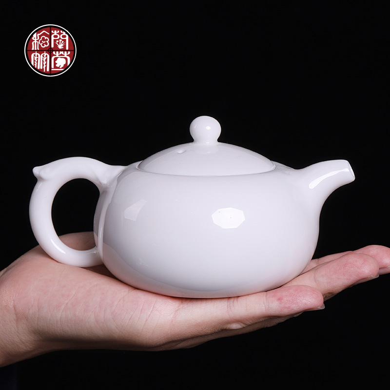 Dehua white porcelain beauty pot small suet jade of filter tea household ceramics kung fu tea tea pot single pot