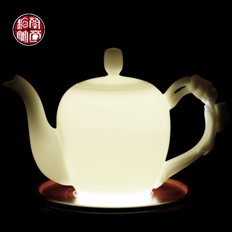 Household dehua ceramic tea suet jade teapot DE - gen Chen kung fu tea set a single pure manual white porcelain beauty pot