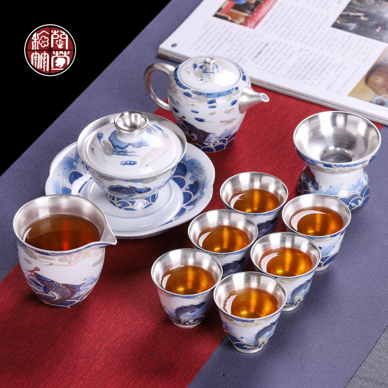 Tasted silver gilding master of blue and white porcelain cup home checking ceramic tea cup kung fu tea tea light small bowl