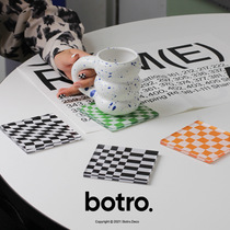 Retro acrylic checkerboard coaster ins style office milk tea coffee coaster photo props bar decoration