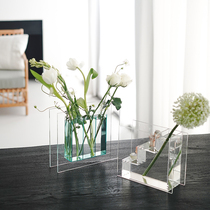 Acrylic Vase Flower Arrangement Hydroponic Flower Ladder Art Creative Model Room Home Decoration Ornament Display Box