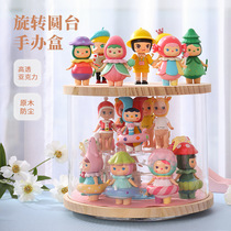 Bubble Mart Round Rotatable Dustproof Storage Box Acrylic Hand Office Aberdeen Display Stand Blind Box Shelf