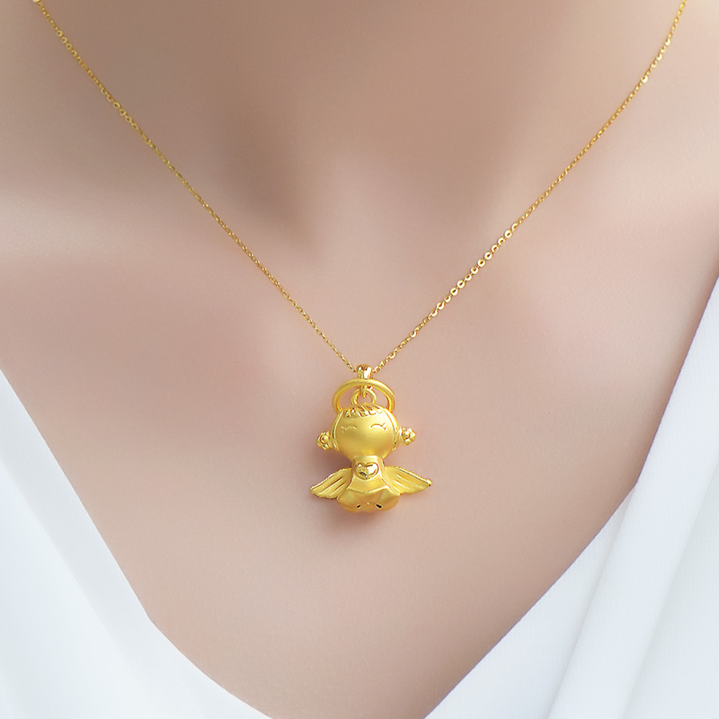 24K黄金项链999足金纯金转运珠吊坠3d硬金爱心小天使宝宝女项坠饰 Изображение 1 24K黄金项链999足金纯金转运珠吊坠3d硬金爱心小天使宝宝女项坠饰 Изображение 1