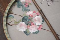 (Cold-soaked semi-mountain cherry blossoms) Su embroidery 1-4 silk boutique bamboo fan double-sided embroidery Hanfu accessories shallow painter