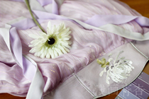 (White chrysanthemum for Frost) silk hand embroidered chest waist skirt custom Hanfu shallow painting Green apricot