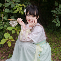 (Tangli) shallow cross-collar half-arm skirt Hanfu shallow painting Green apricot spot