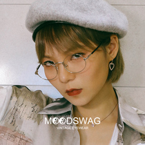 Ink guard retro small oval glasses frame male literary metal with myopia small frame glasses frame female high myopia small face