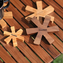 Thous Winds snowflake heat insulation mat Outdoor camping BC solid wood coaster Black walnut heat insulation placemat wood mat