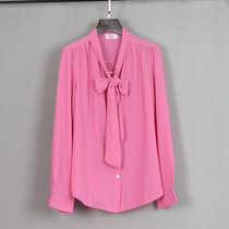 Bright solid color streamers long-sleeved chiffon shirt womens spring and summer new bow loose large size Chiffon cardigan