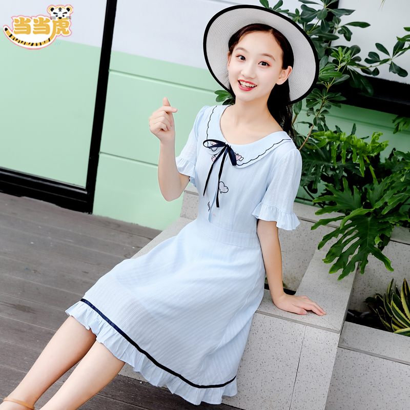 CUHK virgin girls summer dress 2021 new 10 summer days 12 girls 13 children 15-year-old primary and secondary school students dress