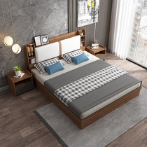 Modern simple bed household bedroom pneumatic high box storage double 1 8 meters 1 5m small household economic wooden king bed