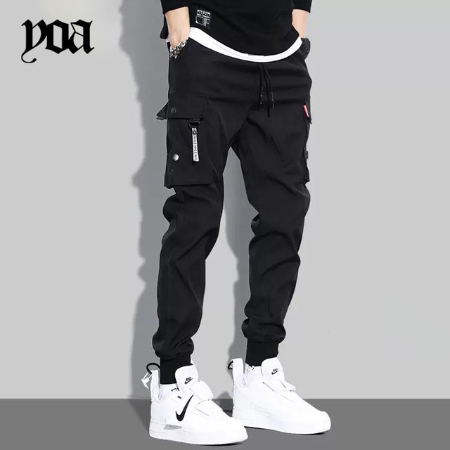 YOA summer style overalls ຍີ່ຫໍ້ trendy ຂອງຜູ້ຊາຍ slimming ຂາທີ່ເປັນປະໂຫຍດ binding ກິລາ trendy straight casual pants ins pants