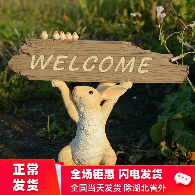Cute rabbit decoration creative animal garden gardening garden welcome card home decoration pastoral gift Cute rabbit decoration creative animal garden gardening garden welcome card home decoration pastoral gift