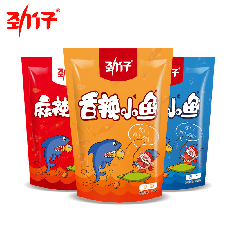 劲仔小鱼趣味版315gX2袋好吃的小鱼干即食小鱼仔零食小吃礼包产品展示图2