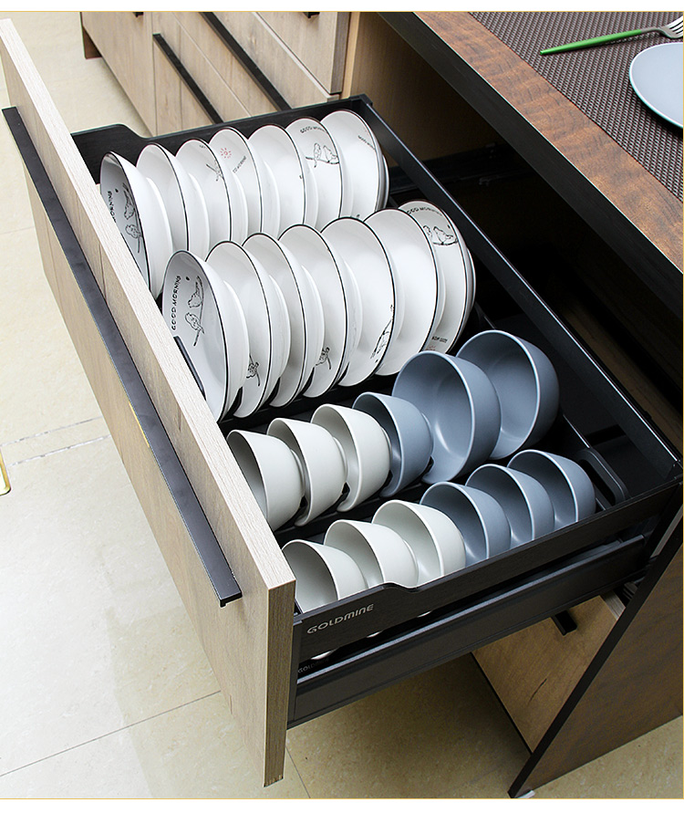 收纳抽屉内置厨房碗盘分隔碗碟式放碗晾碗橱柜碗柜沥水大众1层