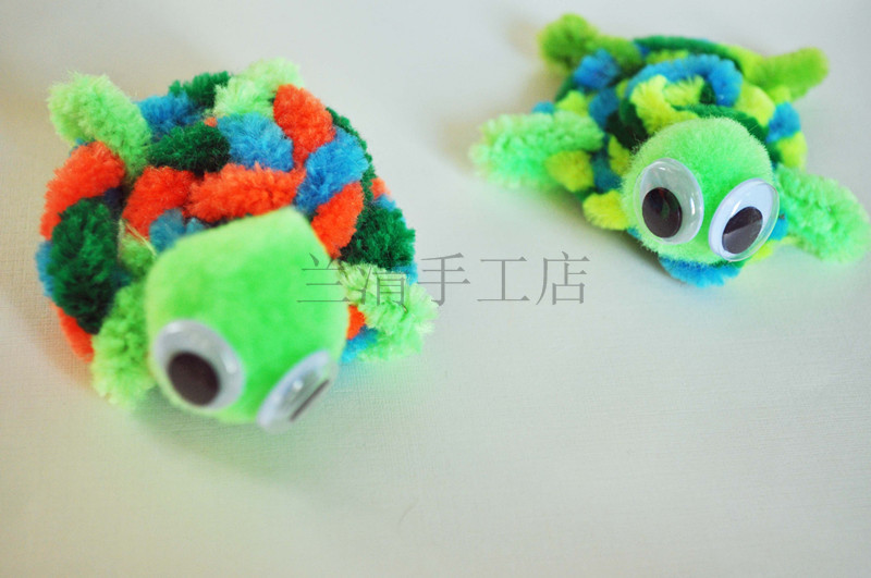 彩色diy手工材料毛球儿童益智玩具泡沫球眼睛毛根扭扭棒配件4cm