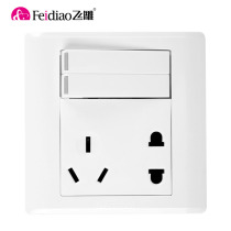 Feidiao switch socket Yabai wall power supply A3-86 type two-open single control with five-hole socket panel