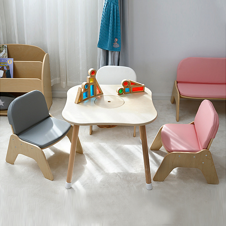 Children solid wood table and chairs baby sofa chair sub storage game table Kindergarten puzzle table and chairs multifunctional early teaching table
