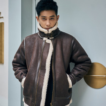 Furnace winter lamb coat mens casual plus velvet padded jacket American retro couple casual warm cotton coat